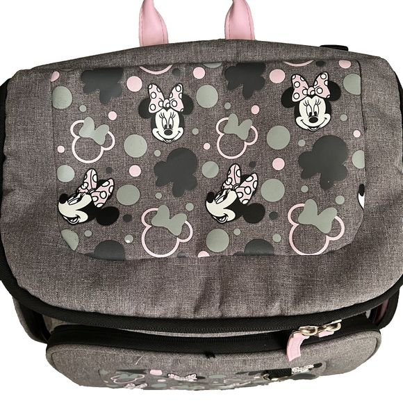 Disney Baby Minnie Mouse Gray & Pink Insulated Pocket Backpack Diaper Bag - Picture 5 of 15
